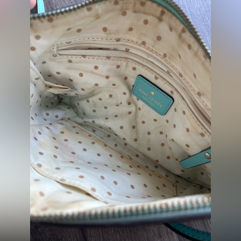 2/$70 Kate Spade ♠️ crossbody purse turquoise blue zipper long strap broken - Picture 9 of 11